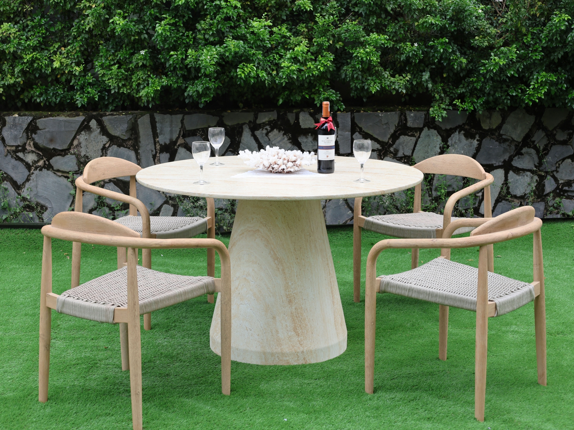 Warm Sand Round Concrete Dining Table