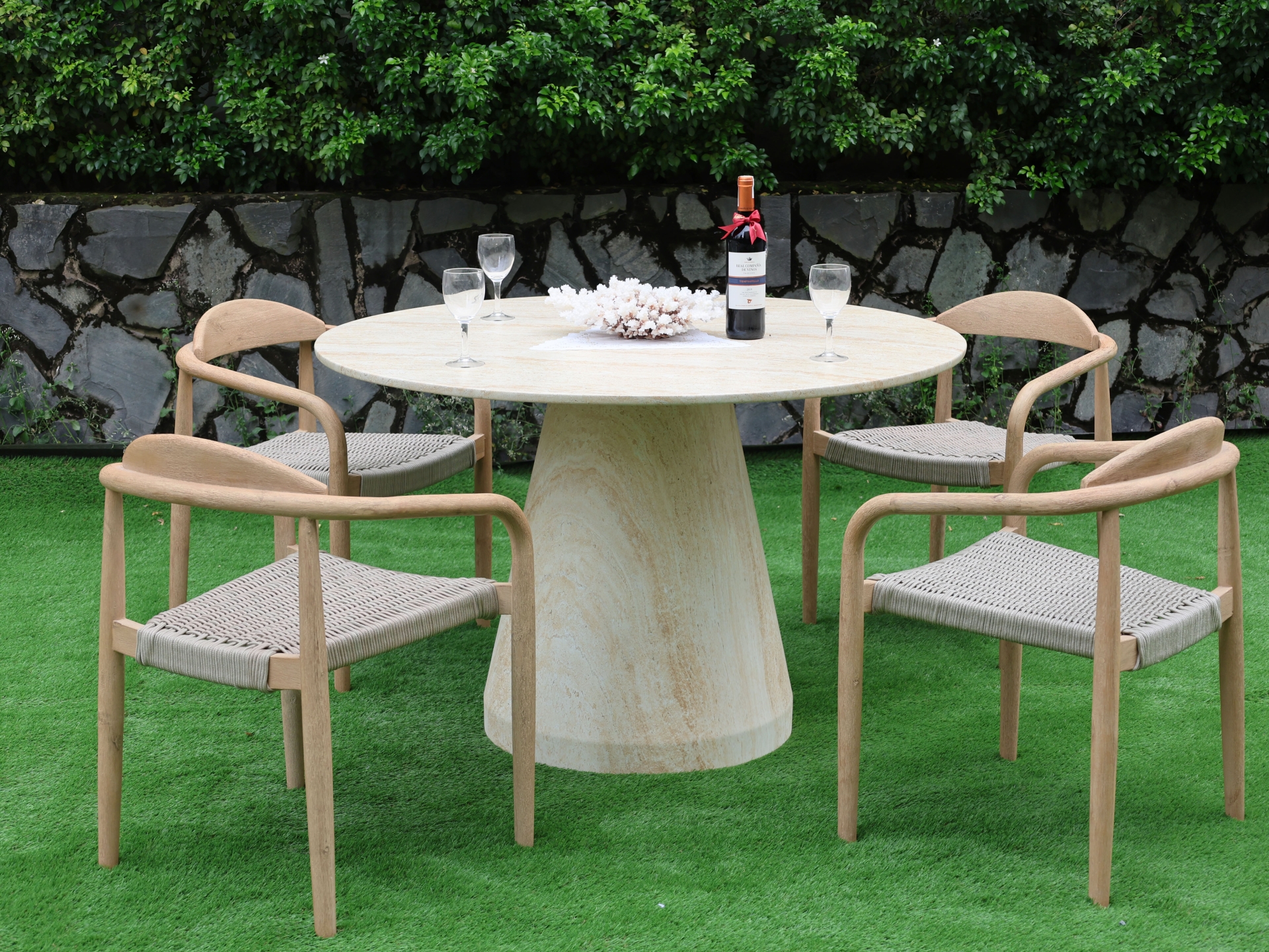 Warm Sand Round Concrete Dining Table