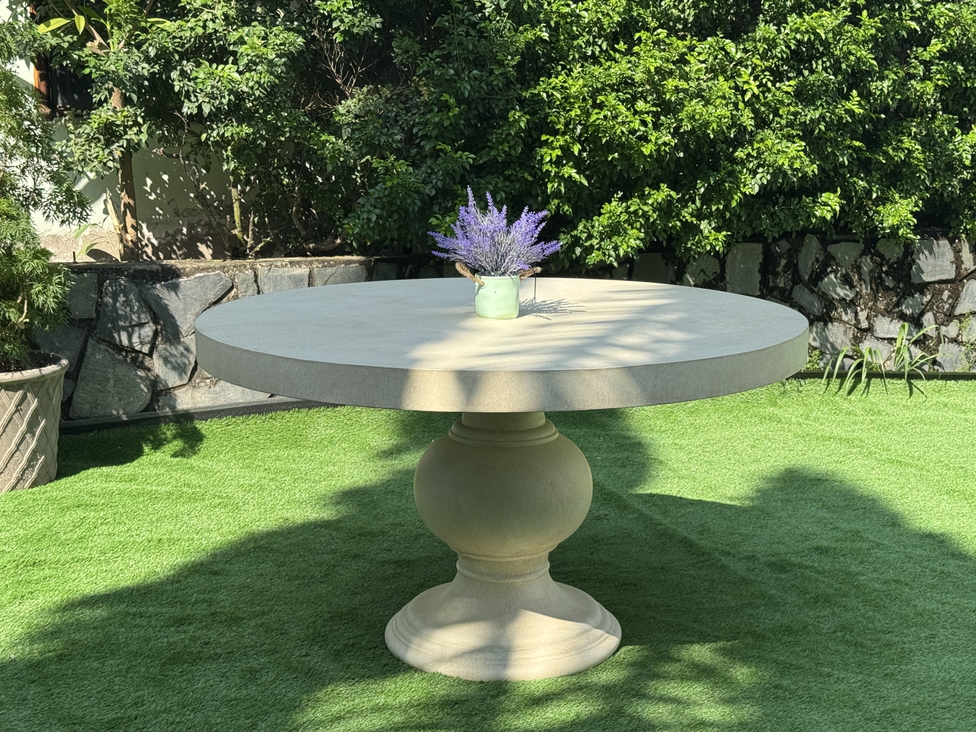 Pedestal Round Concrete Dining Table