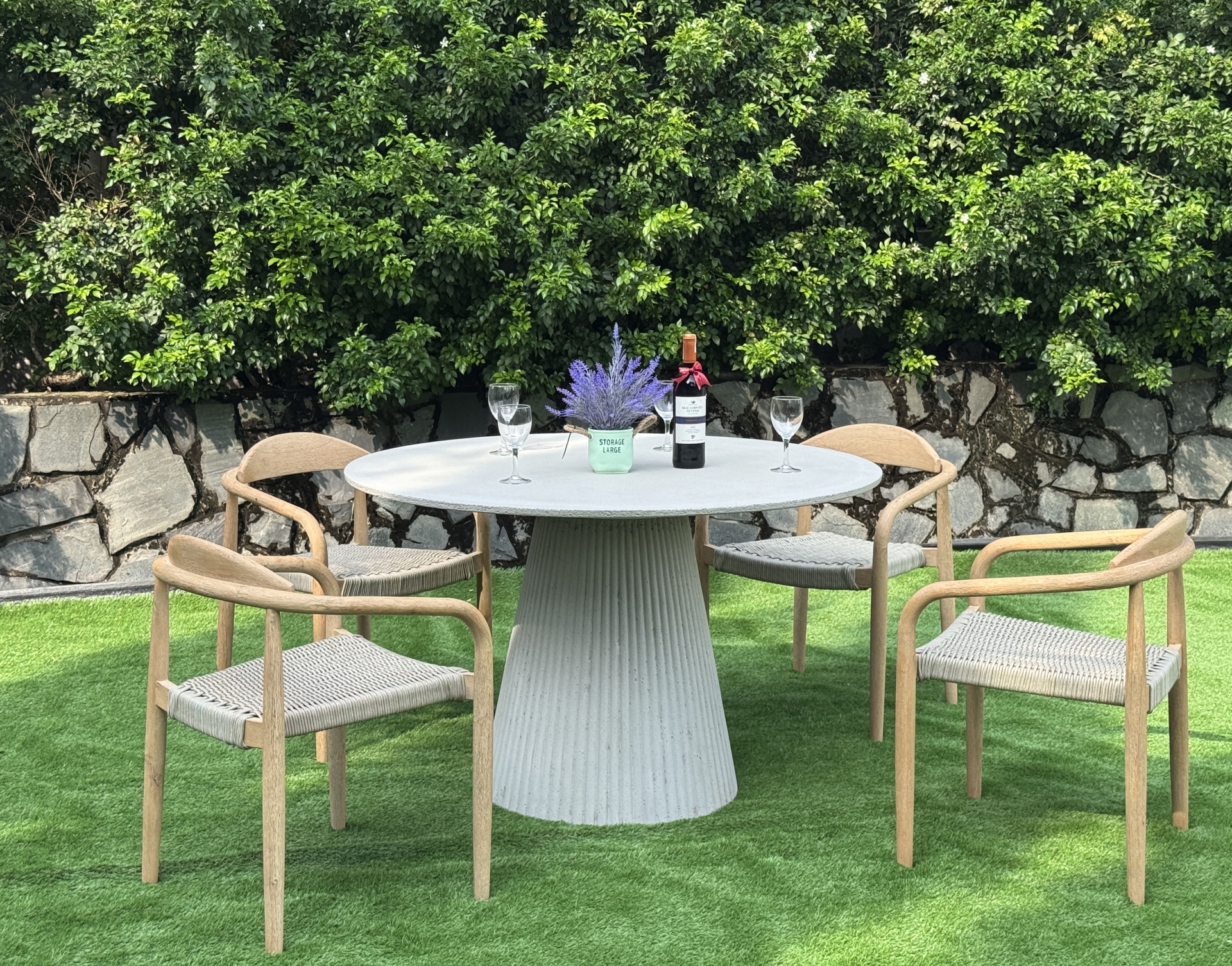 Sandblasted Round Concrete Dining Table