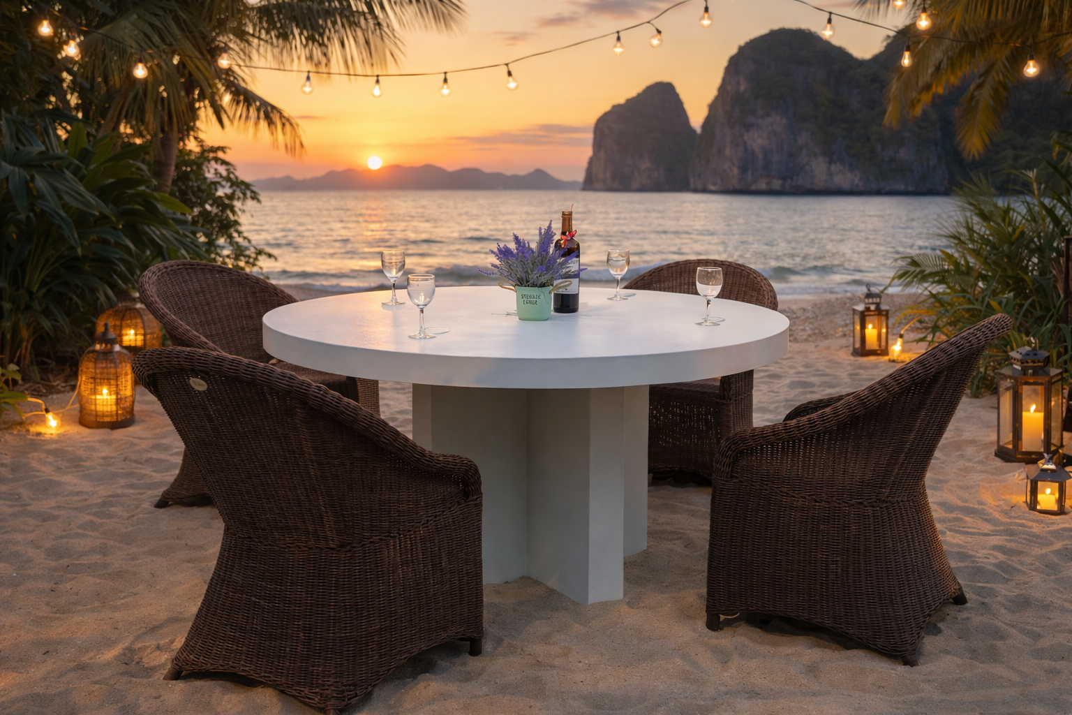 CROSS BASE ROUND CONCRETE DINING TABLE