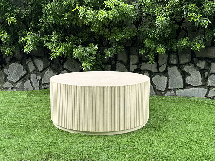 FLUTED ROUND CONCRETE COFFEE TABLE 36