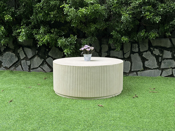 FLUTED ROUND CONCRETE COFFEE TABLE 36