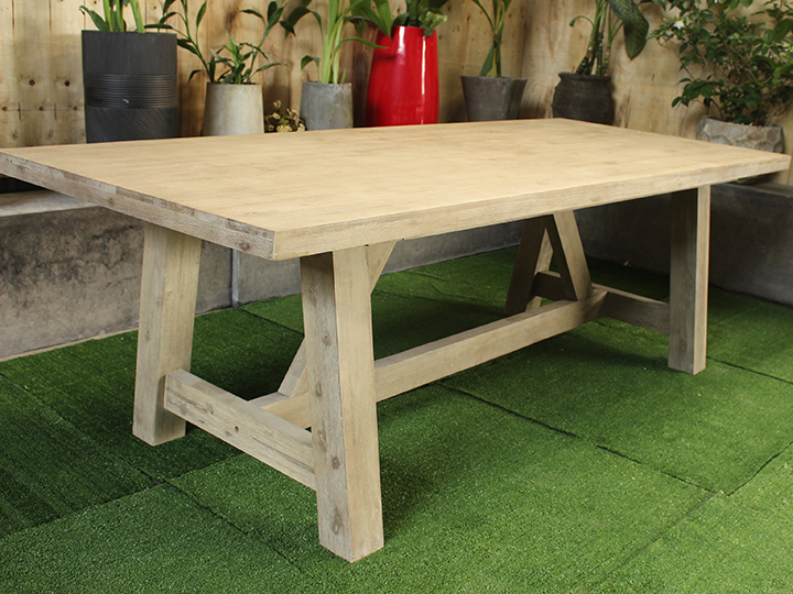 Alys Trestle Concrete Dining table 7′ - Steady Wood Legs