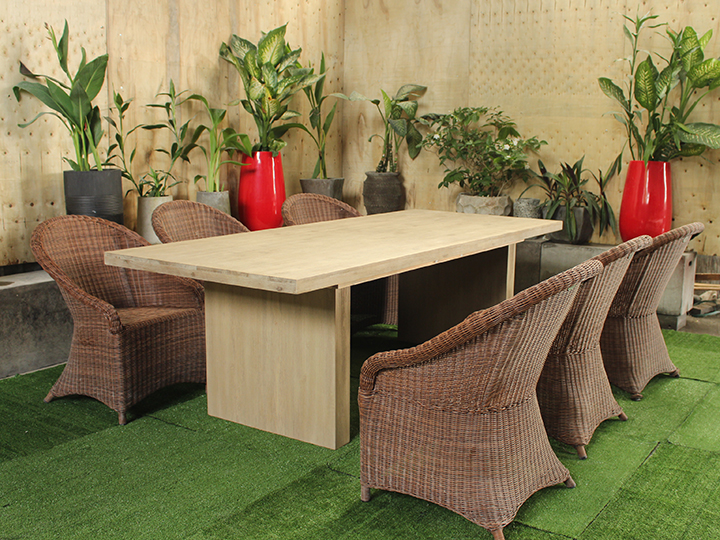 Modernist Concrete Dining Table - Steady Wood Bases