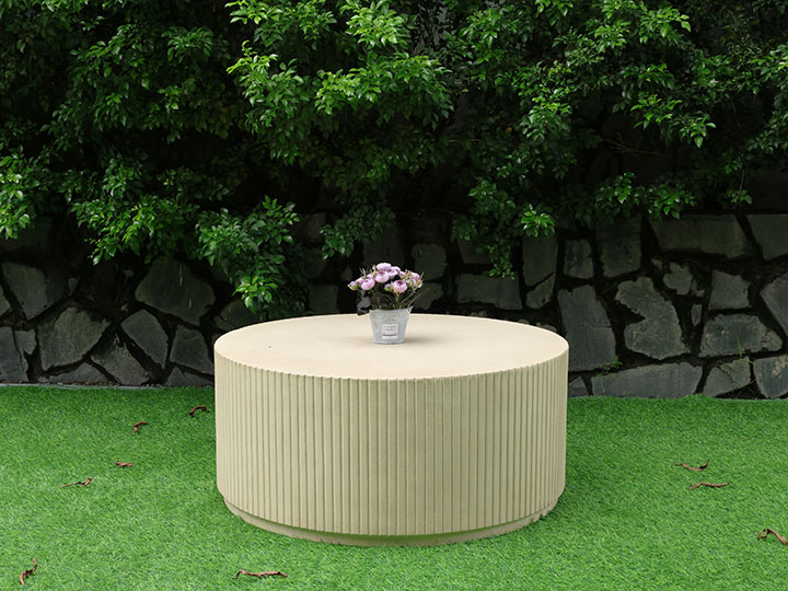 FLUTED ROUND CONCRETE COFFEE TABLE 36