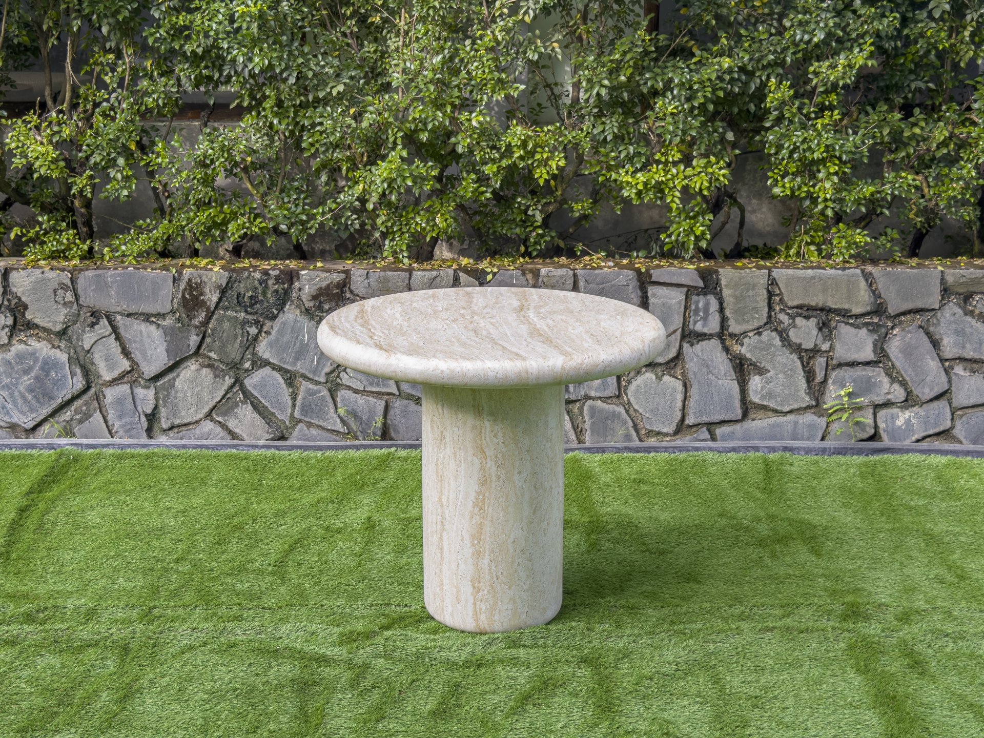 Travertine Round Concrete Coffee Table