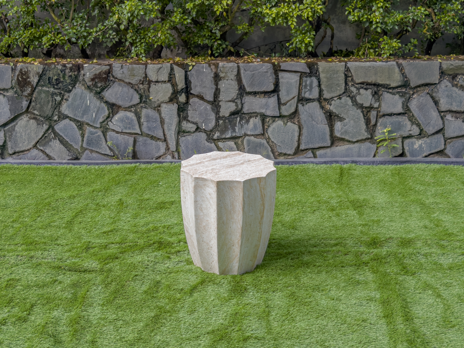 Travertine Carambola Concrete Side Table