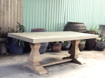 Sabine Trestle Concrete Dining Table  - Acacia Wood Leg
