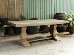Sabine Trestle Concrete Dining Table  - Acacia Wood Leg