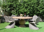 Woody Pedestal Round Concrete Dining Table