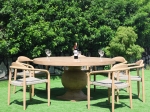 Woody Pedestal Round Concrete Dining Table
