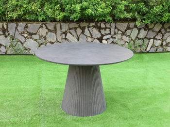FLUTED CONICAL BASE ROUND CONCRETE DINING TABLE