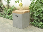 SQUARE CONCRETE SIDE TABLE - ACACIA WOOD TOP