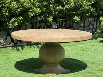 Woody Pedestal Round Concrete Dining Table