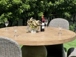Woody Pedestal Round Concrete Dining Table