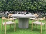 Medium Fluted Base Round Concrete Dining Table