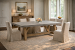 Alys Trestle Concrete Dining Table 8′ - Steady Wood Legs