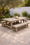 Alys Trestle Concrete Dining Table 8′ - Steady Wood Legs