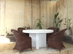 White Concrete Round Dining Table 54″ - Cross Base Design