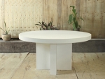 White Concrete Round Dining Table 54″ - Cross Base Design