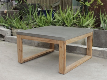 CONCRETE TOP COFFEE TABLE - ACACIA WOOD LEG