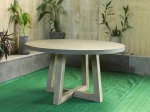 Alys Round Concrete Dining Table 54″ - Acacia Wood Legs