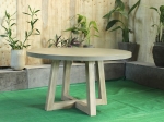 Alys Round Concrete Dining Table 54″ - Acacia Wood Legs