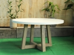 Alys Round Concrete Dining Table 54″ - Acacia Wood Legs