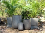 SET OF 3 LUXURY TALL ROUND CONCRETE PLANTERS