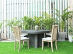 White Concrete Round Dining Table 54″ - Cross Base Design