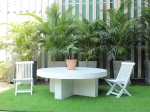 Modernist Concrete Round Coffee Table Cross Base