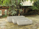 SET OF 3 LUXURY RECTANGULAR TROUGH CONCRETE PLANTERS WITH STRIPED DESIGN