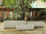 SET OF 3 LUXURY RECTANGULAR TROUGH CONCRETE PLANTERS WITH STRIPED DESIGN
