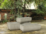 SET OF 3 LUXURY RECTANGULAR TROUGH CONCRETE PLANTERS WITH STRIPED DESIGN