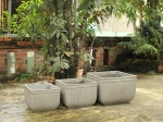 SET OF 3 LUXURY SQUARE CONCRETE PLANTERS WITH STRIPED DESIGN