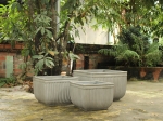 SET OF 3 LUXURY SQUARE CONCRETE PLANTERS WITH STRIPED DESIGN