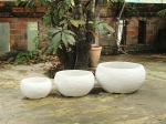 SET OF 3  ROUND POT CONCRETE WITH ANTIQUE DESIGN
