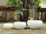 SET OF 3  ROUND POT CONCRETE WITH ANTIQUE DESIGN