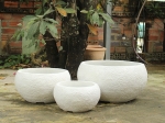 SET OF 3  ROUND POT CONCRETE WITH ANTIQUE DESIGN