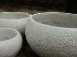 SET OF 3  ROUND POT CONCRETE WITH ANTIQUE DESIGN