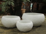 SET OF 3  ROUND POT CONCRETE WITH ANTIQUE DESIGN
