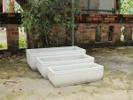 SET OF 3 LUXURY RECTANGULAR TROUGH CONCRETE PLANTERS WITH STRIPED DESIGN