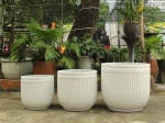 SET OF 3 LUXURY ROUND CONCRETE PLANTERS WITH STRIPED DESIGN