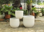 SET OF 3 LUXURY ROUND CONCRETE PLANTERS WITH STRIPED DESIGN