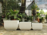 SET OF 3 LUXURY SQUARE CONCRETE PLANTERS WITH STRIPED DESIGN