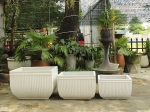 SET OF 3 LUXURY SQUARE CONCRETE PLANTERS WITH STRIPED DESIGN