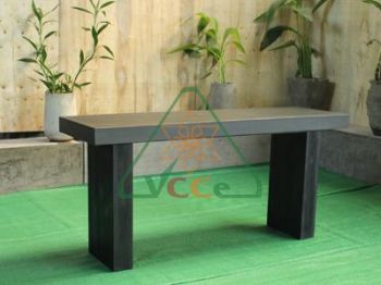Console Table 60″- Concrete Top Acacia Brushed Antique Wood Leg