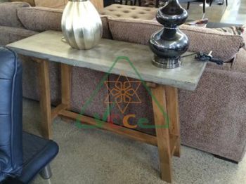 Console Table - Concrete Top & Acacia Wood Leg