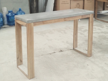 Rectangular Console Table - Concrete Top and Acacia Wood Base